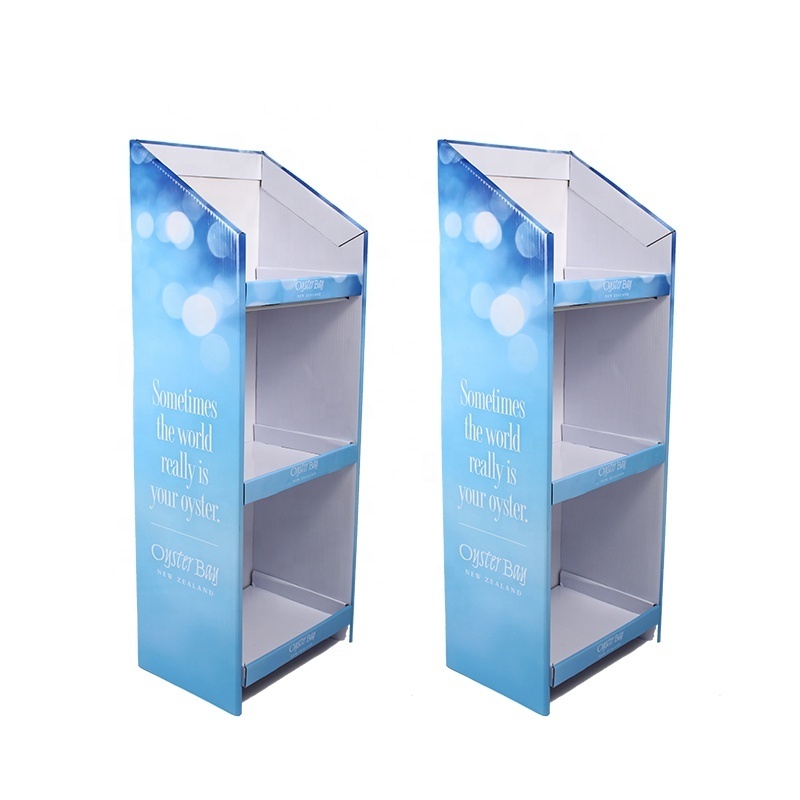 Pos supermarket drink bottle display floor shelf beer promotion cardboard shelves merchandising display stand