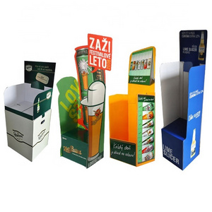 Pos supermarket drink bottle display floor shelf beer promotion cardboard shelves merchandising display stand