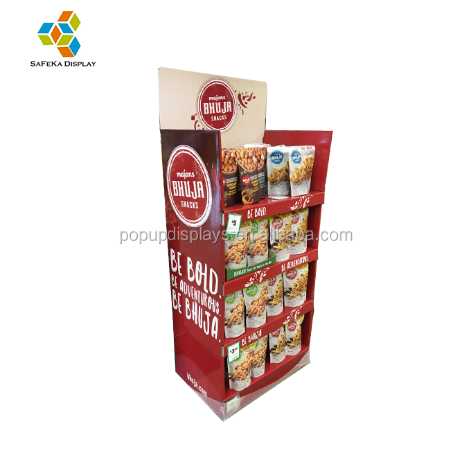 POP 5 Tier Advertising Food Stand Retail Cardboard Candy Display Rack For Mocha Chocolate