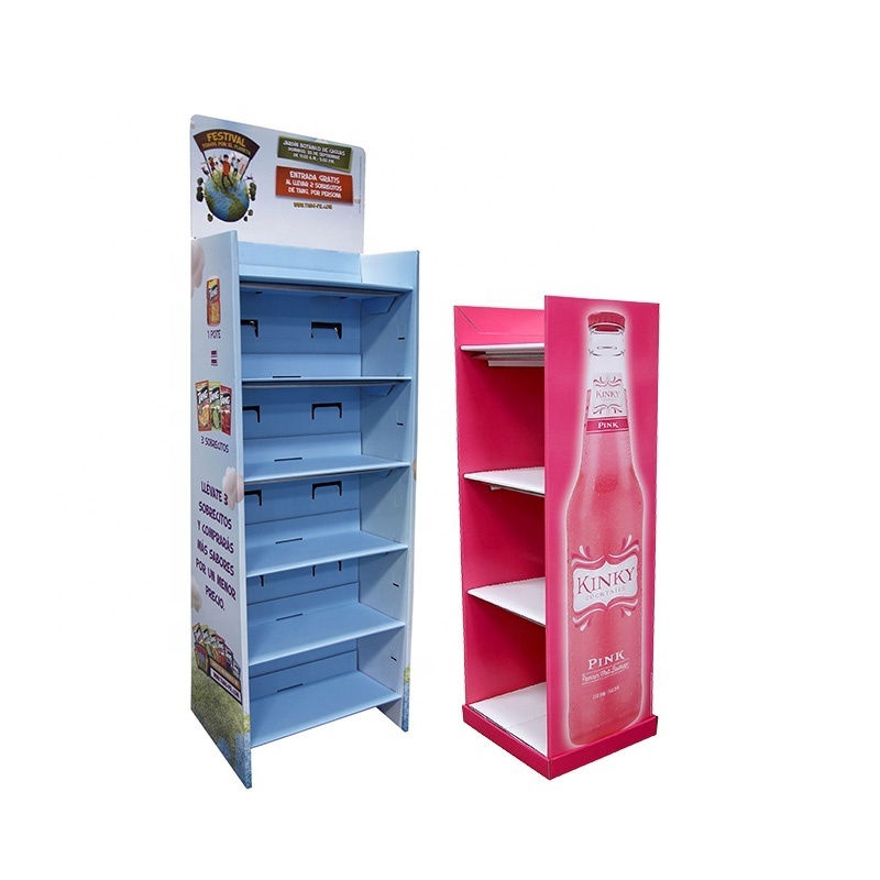 Custom Retail Corrugated Paper Board drink display case PDQ Fancy Carton Case stacker Floor shipper for beers