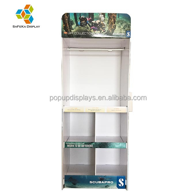 Portable Stand Pos Cardboard Tshirt Clothing Shelf Corrugated Custom Display