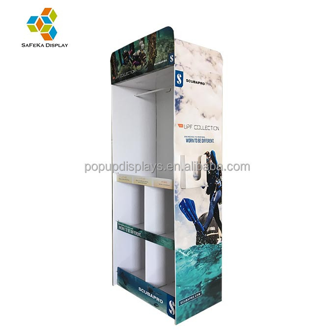 Portable Stand Pos Cardboard Tshirt Clothing Shelf Corrugated Custom Display