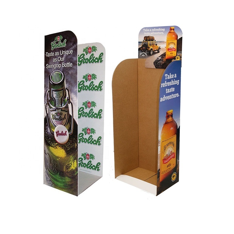 Custom Retail Corrugated Paper Board drink display case PDQ Fancy Carton Case stacker Floor shipper for beers