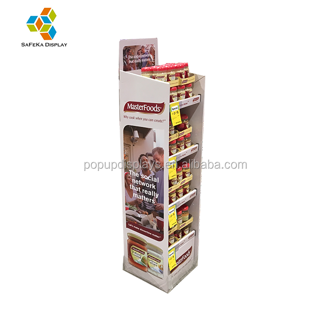 5 Tiers Flat Pack Display Shipper Stand Small Corrugated Pallet Cardboard Pos Display Rack For Nuts