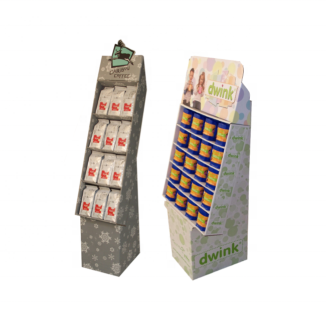 cardboard free standing shelf totem display folding stand gift card display rack packaging floor stand led exhibitor