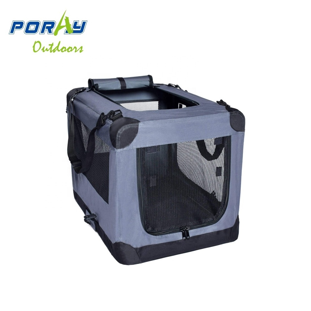 Dog Soft Crate Kennel for Pet Indoor Home & Outdoor Use - Soft Sided 3 Door Folding Travel Carrier with Straps