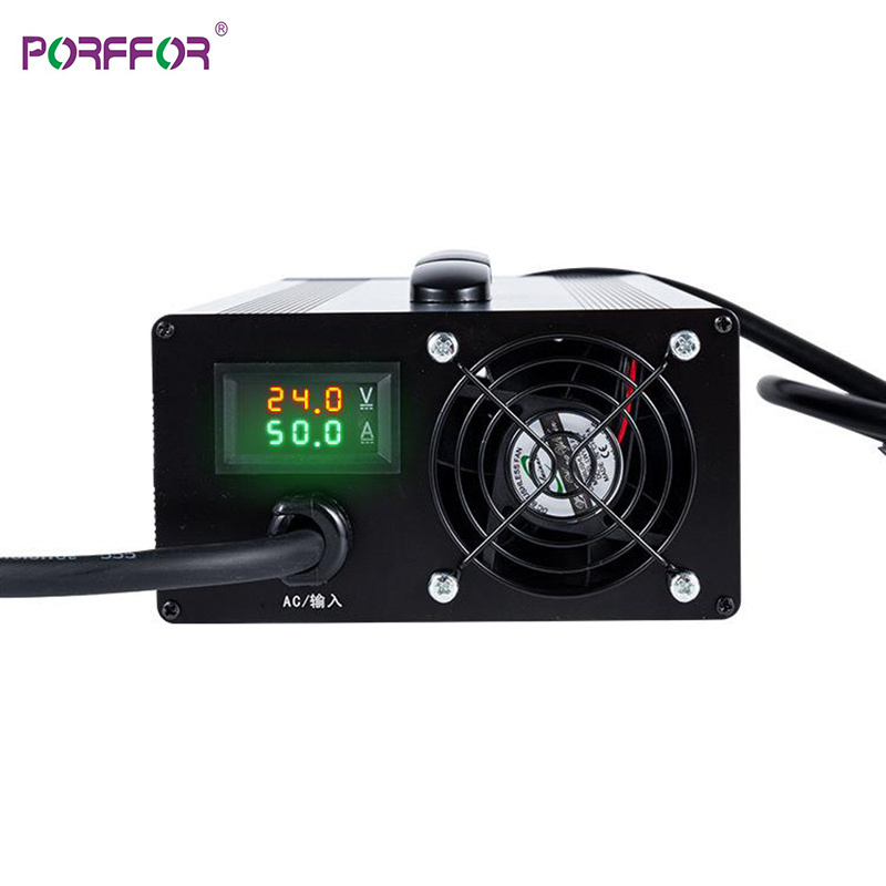 Porffor LTO 24v 5-50A 12v 40 amp 200ah charger for motorcycle 12volt 50ah 24 volts 20a 24v 30a electric solar battery charger