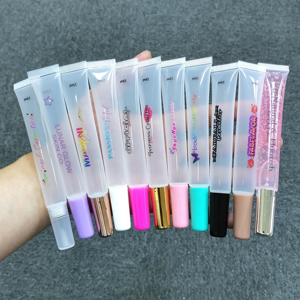 Wholesale frost clear lip gloss tube container packaging 7ml empty plastic square bottle lipgloss tube for sale