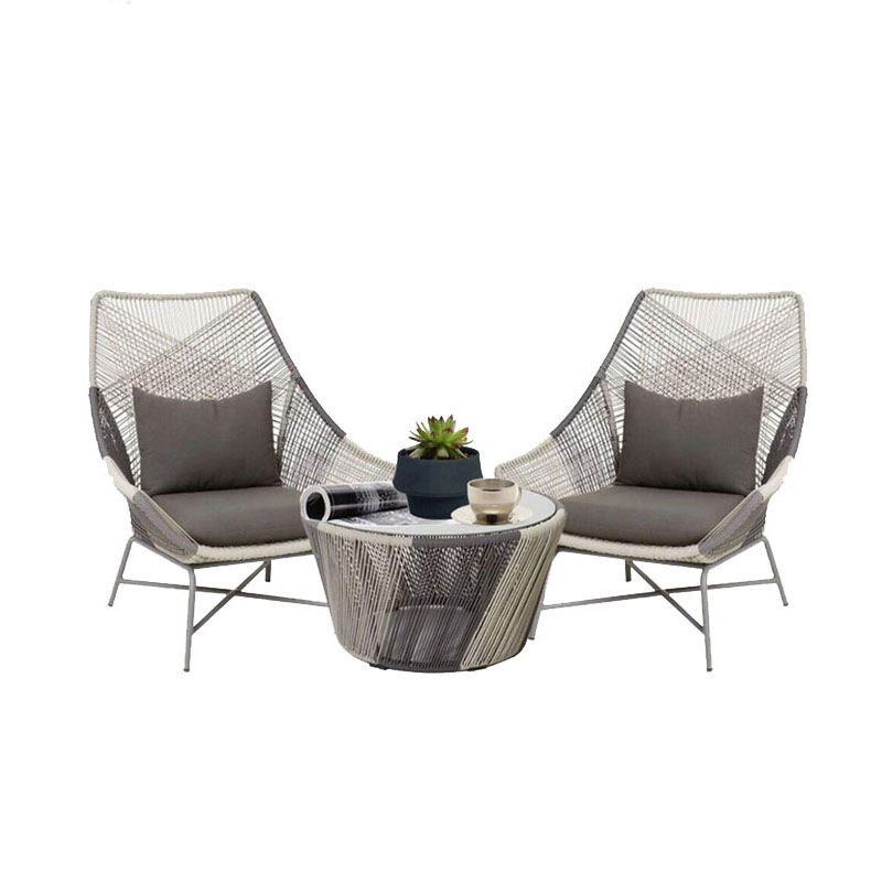 New Patio Rope Woven Table And Chair Wicker Relining Chair Rattan Garden Outdoor Furniture Set Lounger Chairs