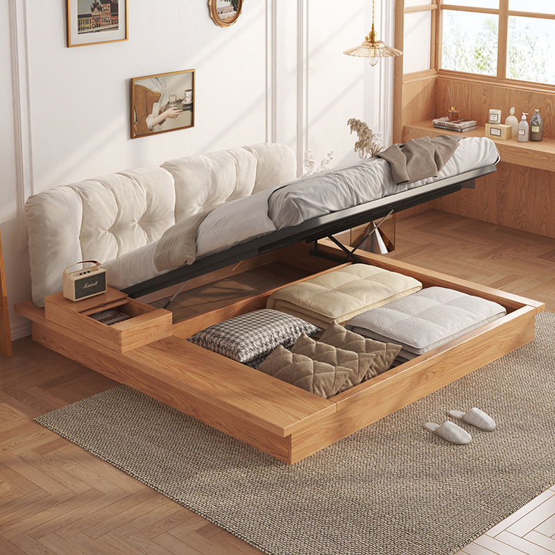 Japanese Style Solid Wood Bed Tatami Bed High Box Storage Soft Bed