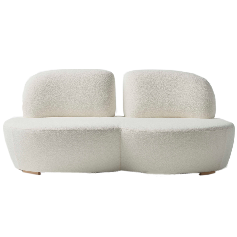 Italian Minimalist Arc Single White Granular Velvet Art Hotel Club Shaped Double Metal Foot velvet sofa