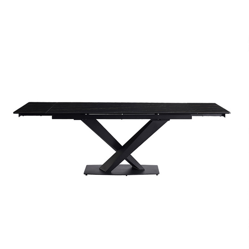 Cost-effective Italian Minimalist  retractable dining furniture tempered glass Sintered stone dining table