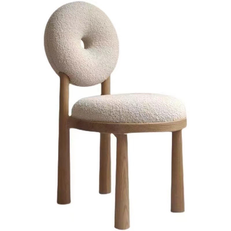 Modern Minimalist Living Room Lambswool Backrest Dining Chair Scandinavian Coffee Shop Donut Chair Bedroom Sherpa Chair