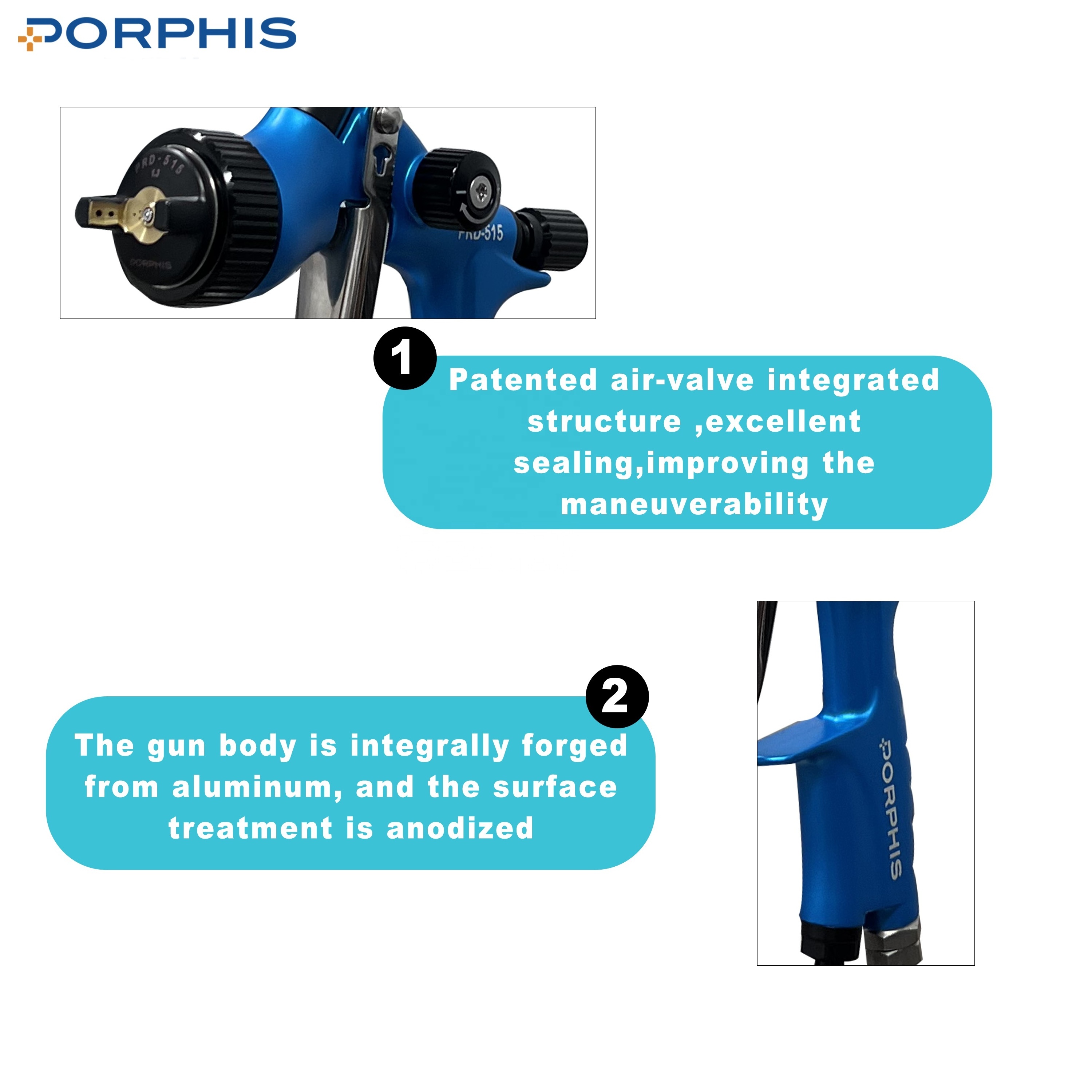 PORPHIS PRD-515 600cc 1.3mm DIY Home Wall & Car MP Automotive Painting Sprayer Air Compressor Gravity Spray Paint Gun