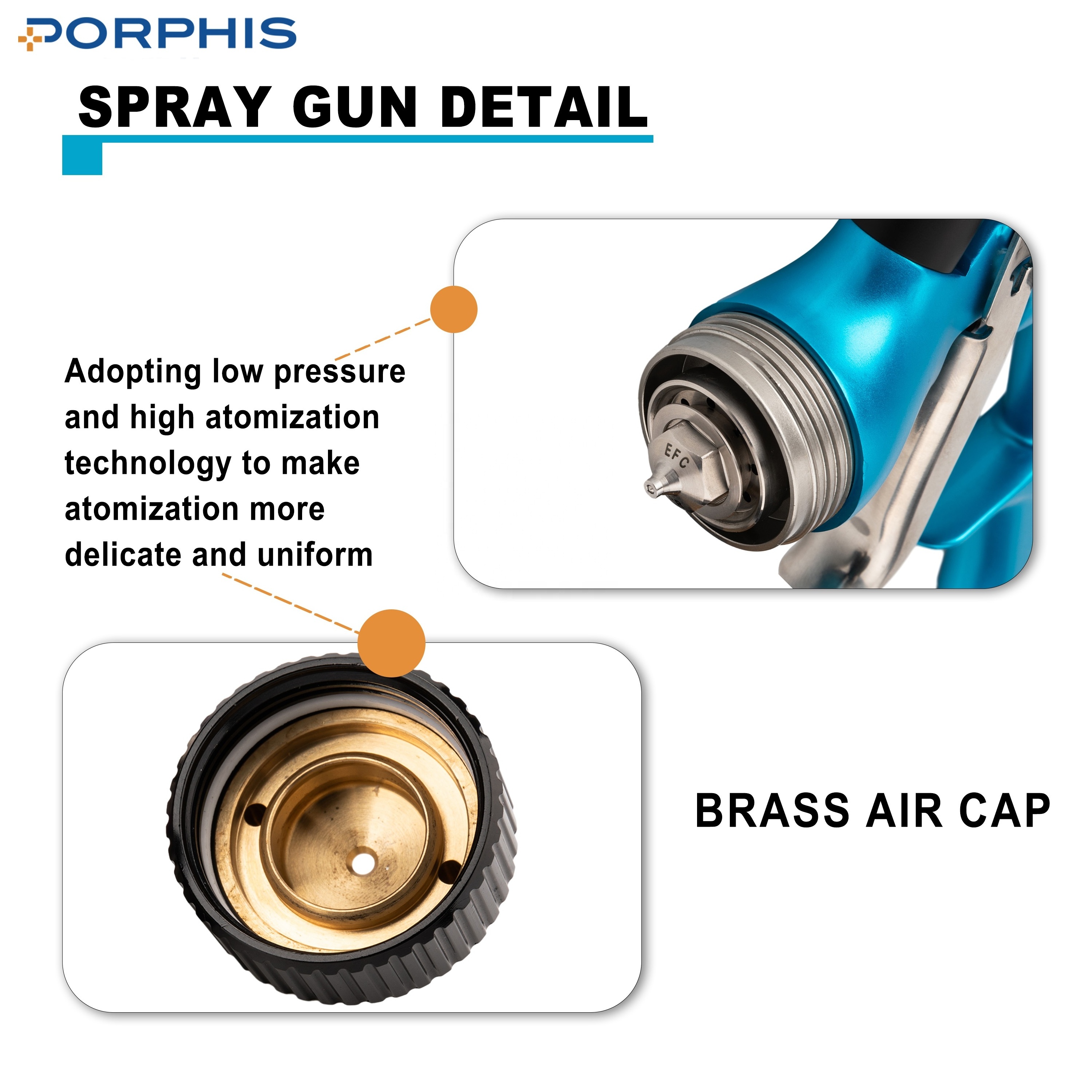 PORPHIS PRD-515 600cc 1.3mm DIY Home Wall & Car MP Automotive Painting Sprayer Air Compressor Gravity Spray Paint Gun