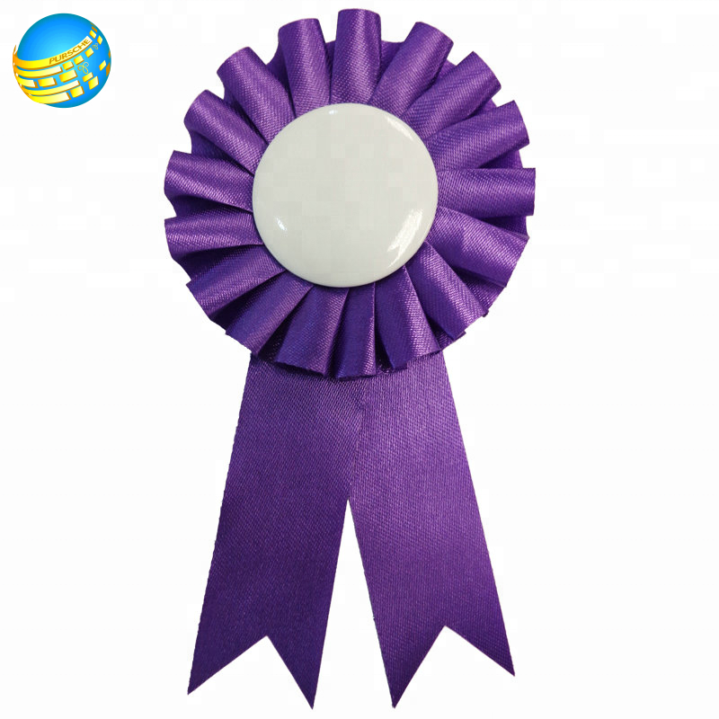 Wholesale Custom Logo High Quality Sport Competitive Activity Award Ribbon Rosette Badges Tin pin badges