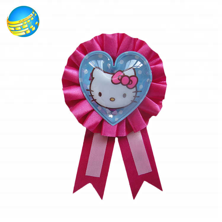 Bulk personalized printed victory prize award promotional custom ribbon badge rosette Ribbon Satin Air badges