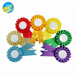 Wholesale Custom Logo High Quality Sport Competitive Activity Award Ribbon Rosette Badges Tin pin badges