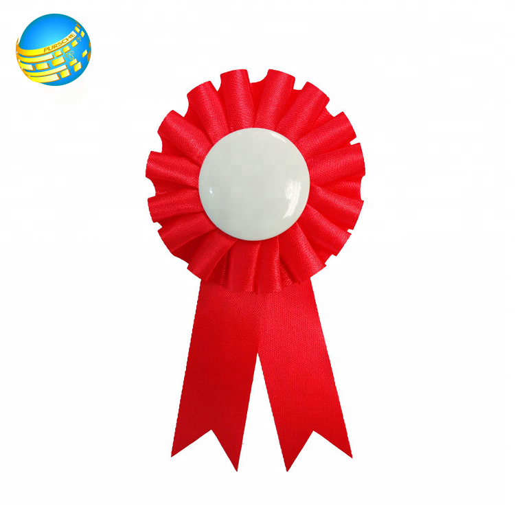 Wholesale Custom Logo High Quality Sport Competitive Activity Award Ribbon Rosette Badges Tin pin badges