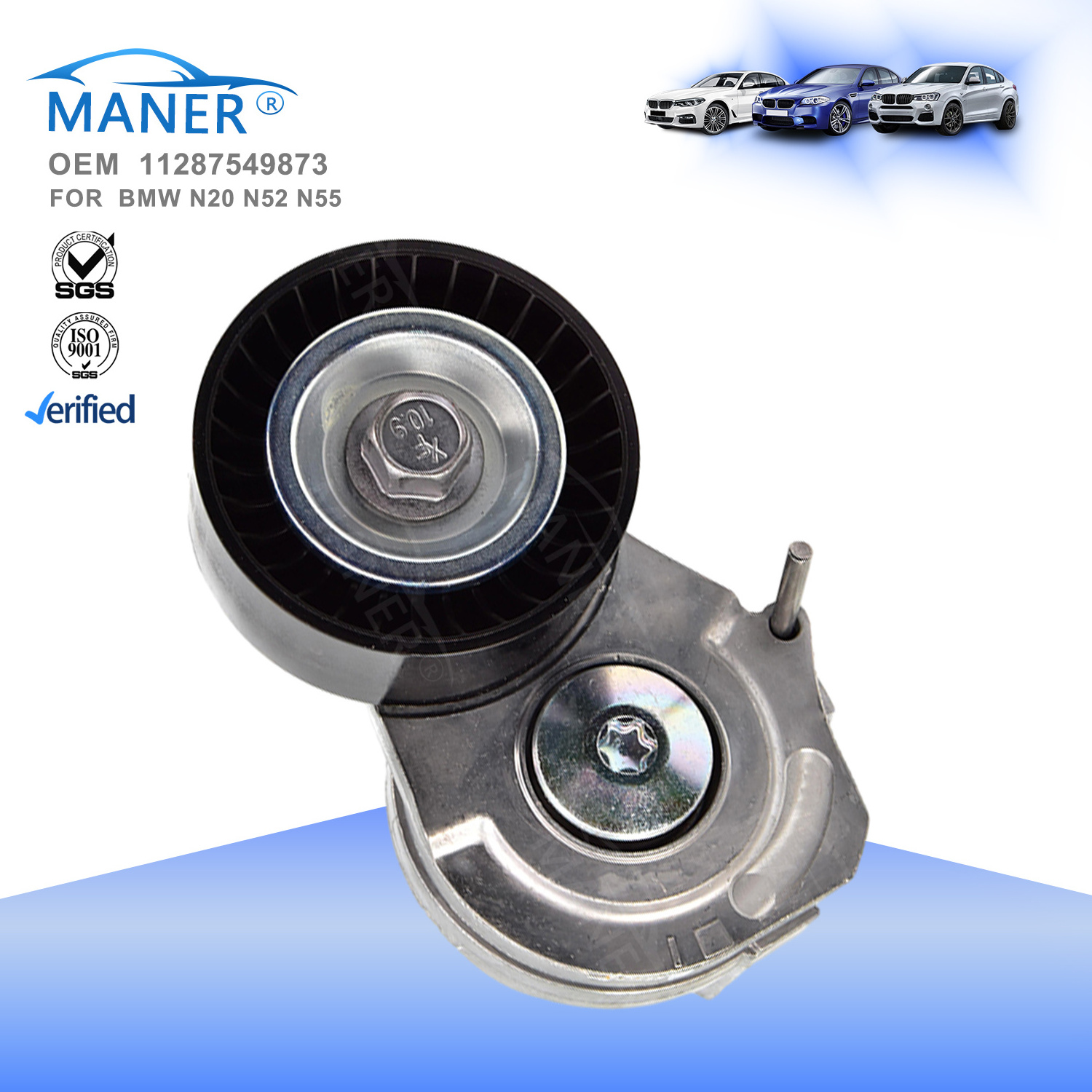 MANER 11287549873 11287545296 Auto Engine Parts Belt Tensioner for BMW N63 F10 F90 F01 X5 X6 X7