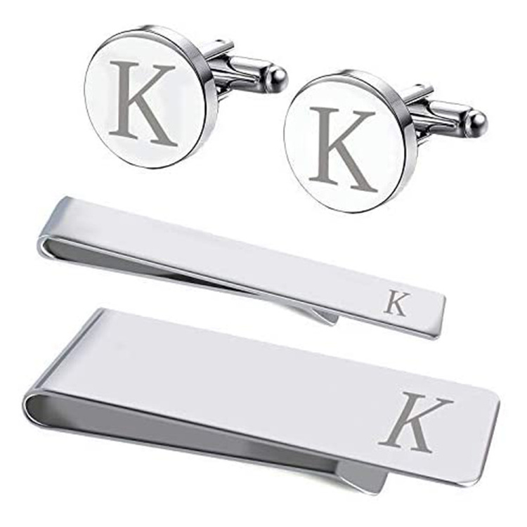 Manufacture Metal Blank Soft Enamel Diamond Suit Shirt Engraved Logo Tie Clips Men Cuff Links With Box Packaging Custom Cufflink