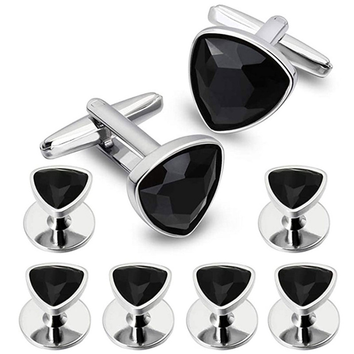 Oem Manufacturer Custom Your Own Logo Tie And Cuff link Sets Stainless Steel Blank Polish Metal Silver Cufflink Men Cufflinks