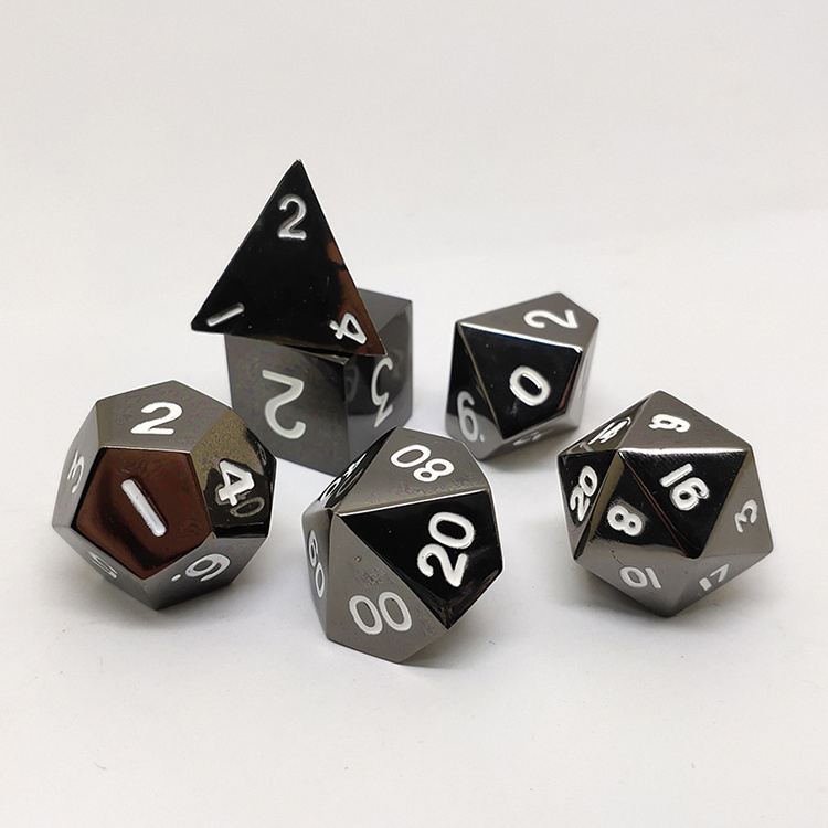 Custom Dicing 20mm D20 Stone Resin Black Game Wholesale Metal Plastic Polyhedral Dice Set Stainless Steel Dice