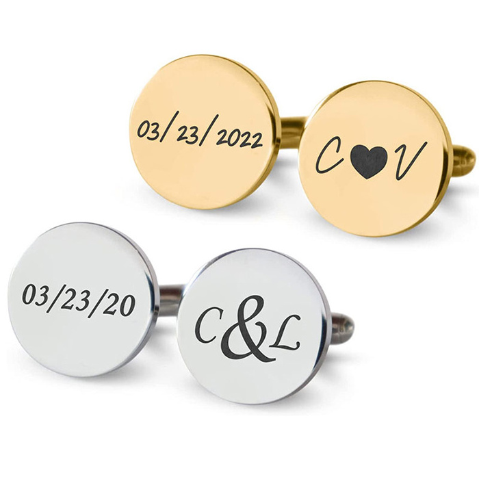 Newest Button Plated Shirt Cufflink Gold Plated Name Bulk Cufflinks Custom Brand Cufflinks Back