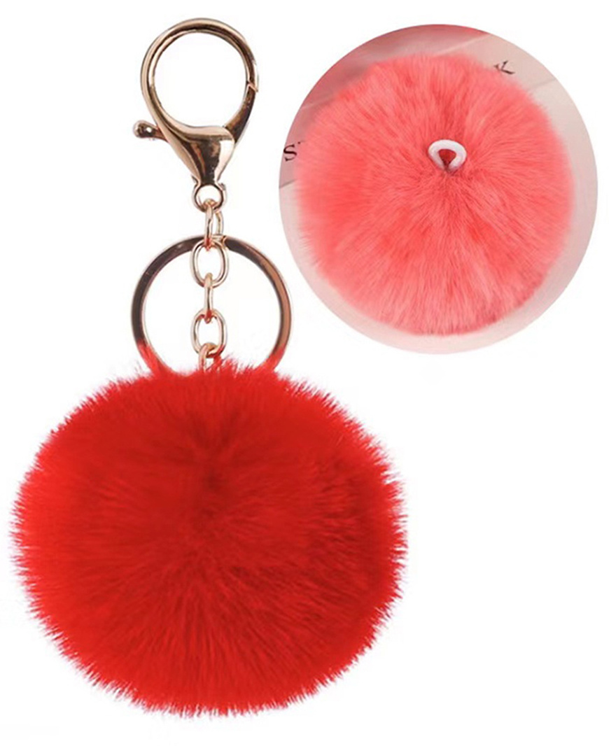 Wholesales Artificial Fur Puff Pompom Balls Fluffy Colorful Keychains Accessories Charm Pendant Decoration Pom Pom Ball Keychain