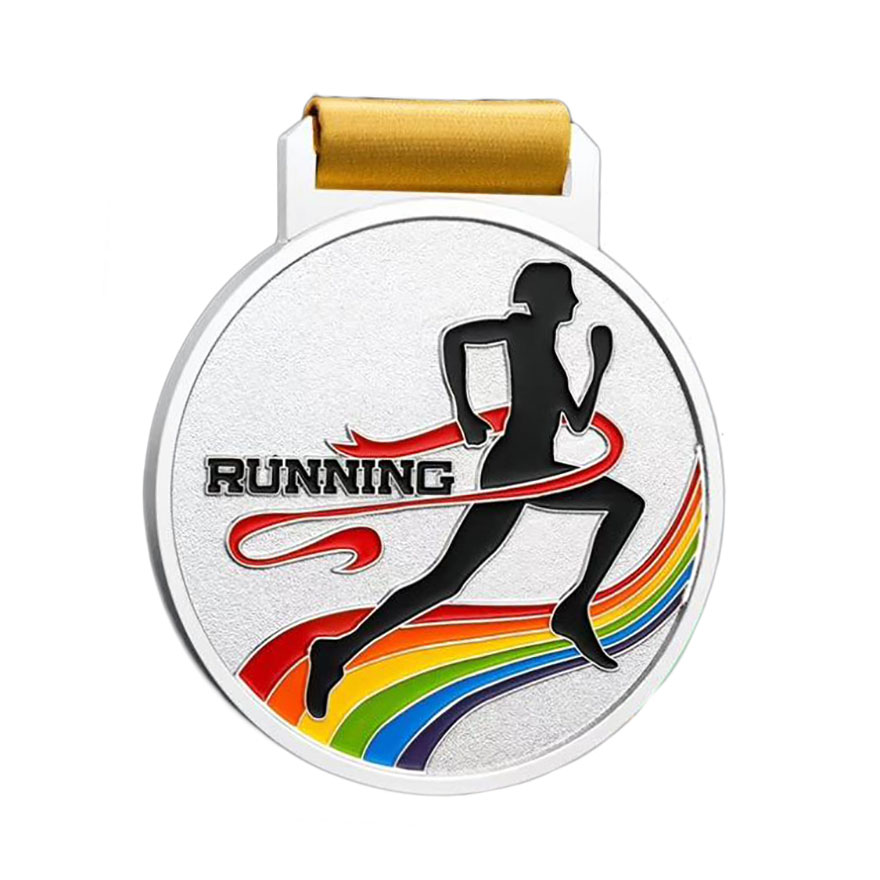 High Quality Cheap With Colorful Ribbon Design Running Marathon Sport Gold Custom 3D Competition Winner Award Medal