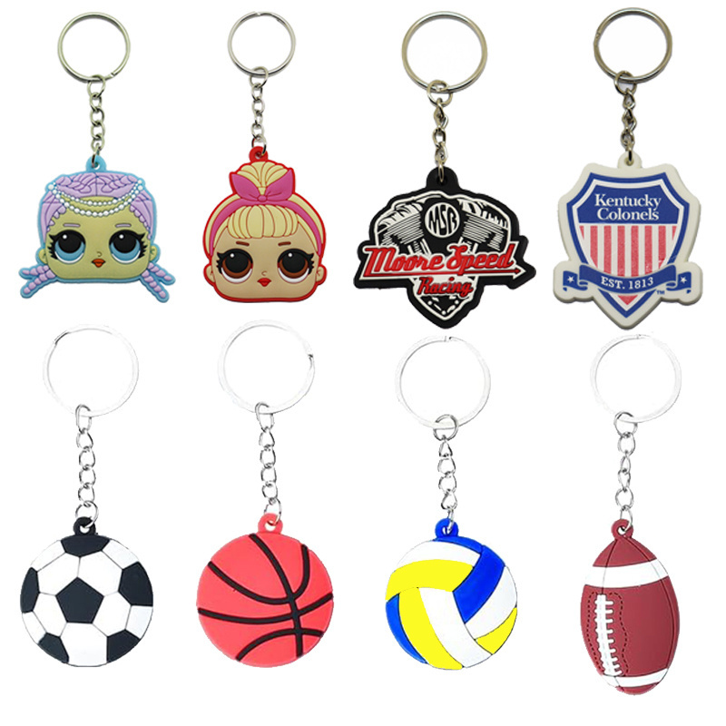 Souvenirs Accessories Soccer Volleyball Holder Tag Anime Silicone Key Chain 2D PVC Charms Logo Rubber Custom Soft PVC Keychain