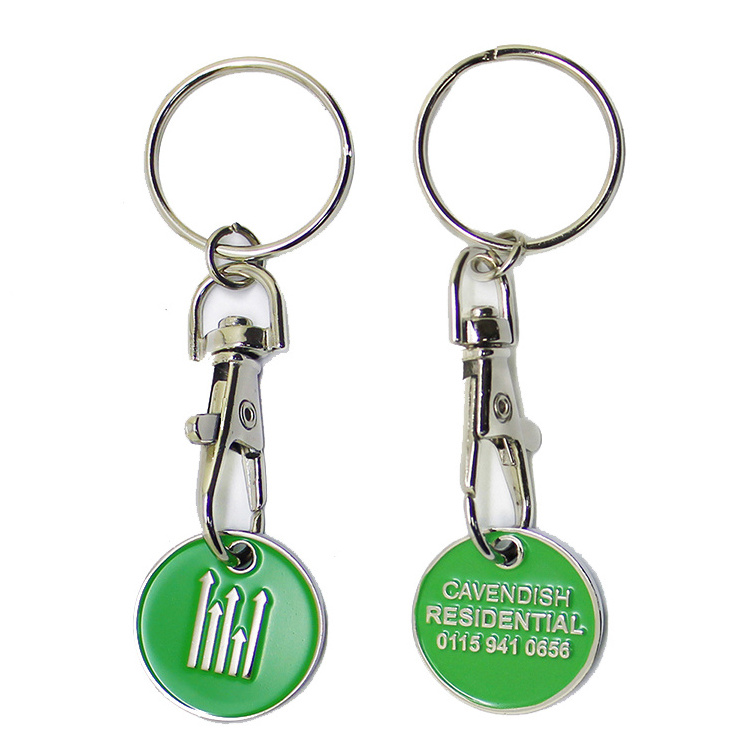 Custom Design Metal Keyring Supermarket Metal Key Medals Printing Shopping Cart Chip Trolley Token Coin Keychain Key Ring