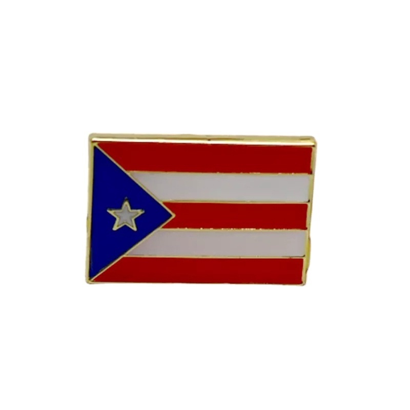 Custom Design Enamel Coating Double Side Flag With Butterfly Button Enamel Pin Flag Badge Pin Wholesale Souvenirs Puerto Rico