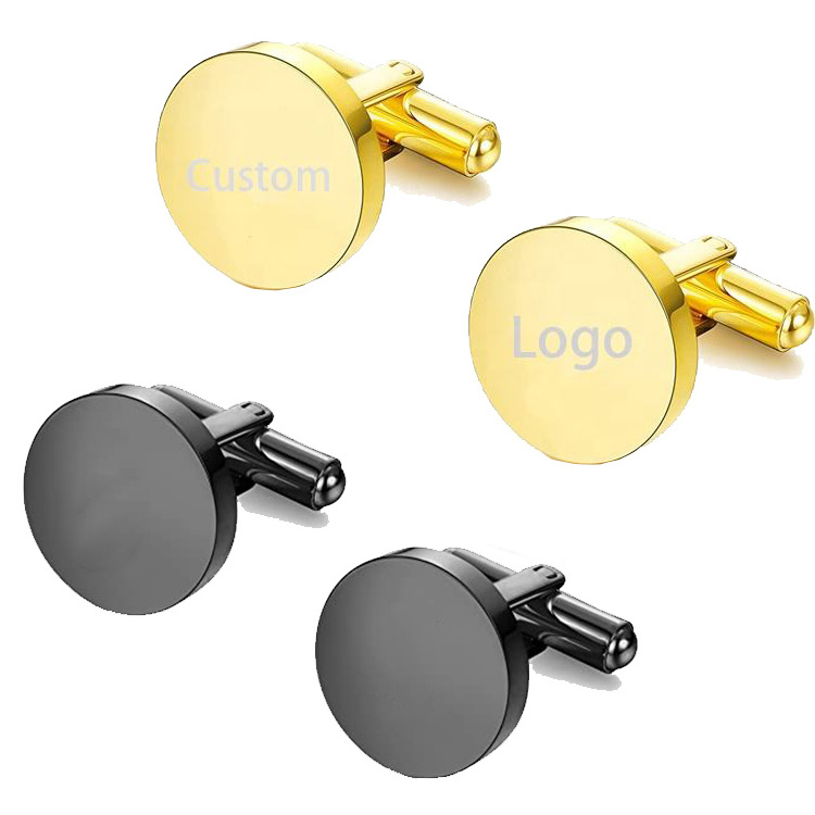 Factory Cuff Links Custom Logo Stainless Steel Sublimation Blank Round Cufflinks for Men Personalised Cufflinks For Women