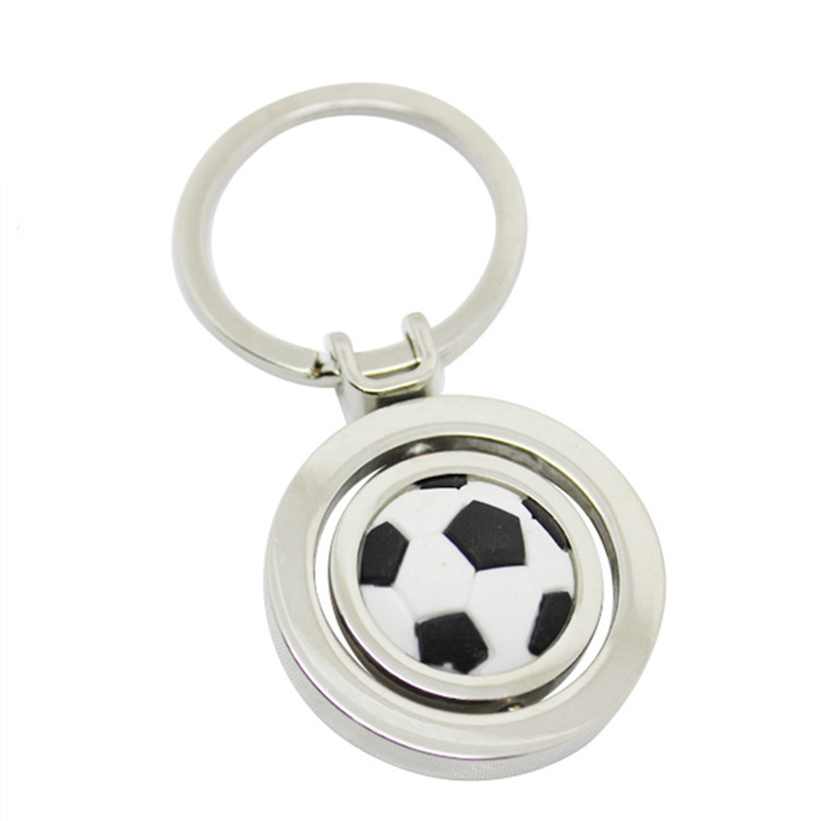 Wholesale Bluk Designer 3D Mini Craft Sublimation Logo Spinning Keyring Custom Key Chain Custom Metal Soccer Football Keychain