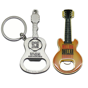 Manufacture Stainless Steel Metal Logo Key Chain Openers Card Shape Keychain Beer Custom Guitar Music Bottle Opener