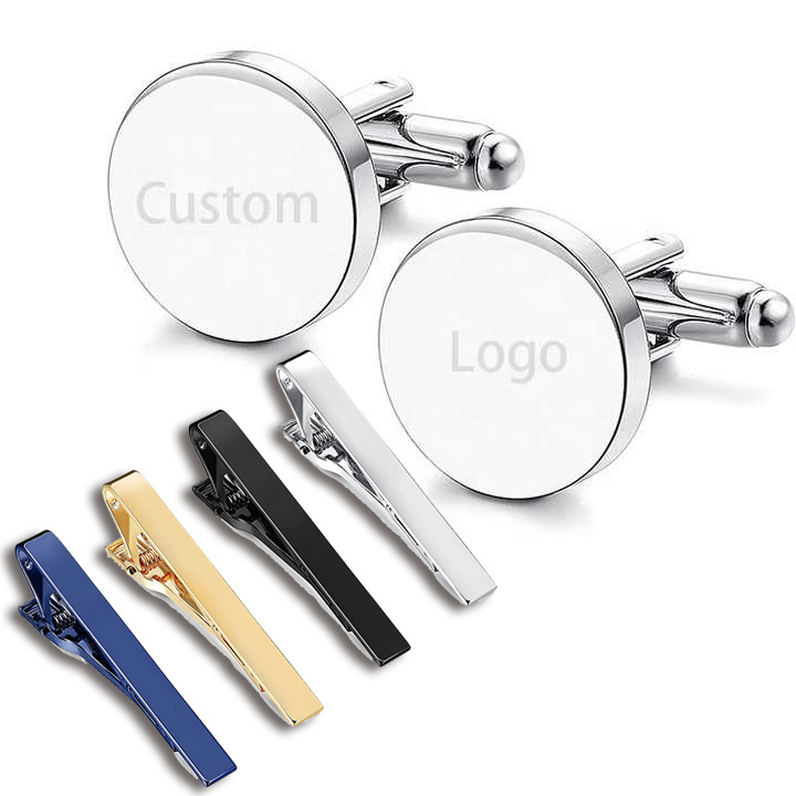 Factory Cuff Links Custom Logo Stainless Steel Sublimation Blank Round Cufflinks for Men Personalised Cufflinks For Women