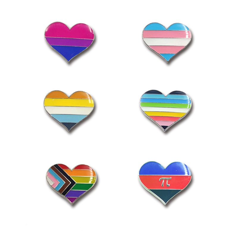 Wholesale Design Logo Soft Lapel Enamel Love Heart Flag Lgbtq Pride Accessories Brooch Rainbow Badge Custom Gay Lgbt Pride Pin