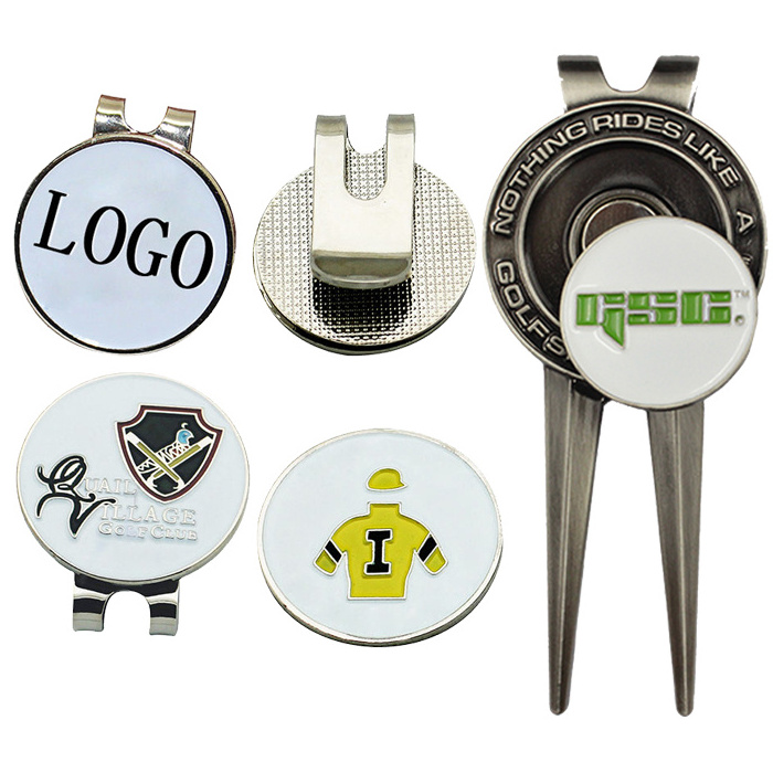 Wholesale Personalized Metal Golf Accessories Products Magnetic Hat Clip Golf Divot Repair Tool Custom Logo Golf Ball Marker