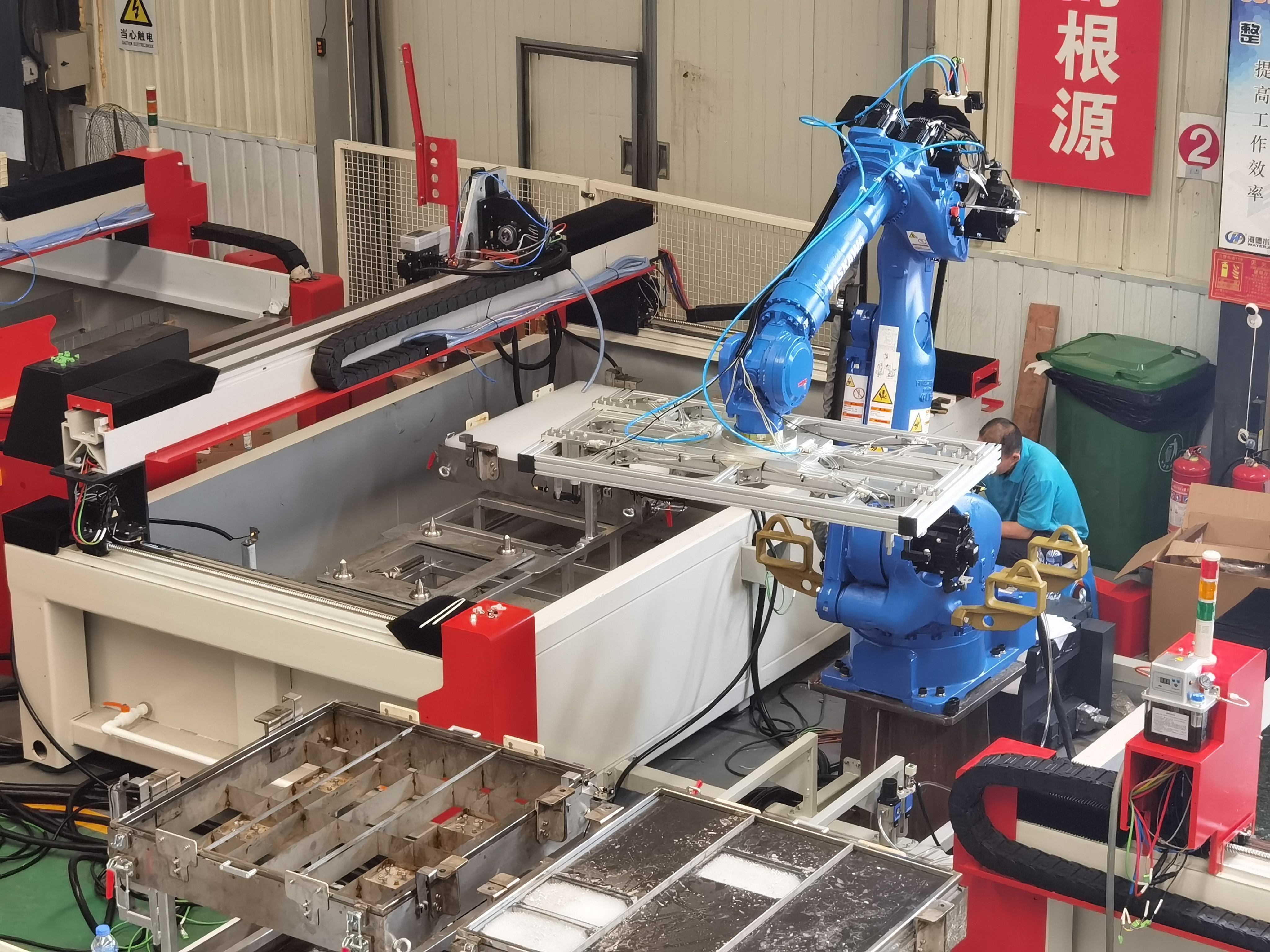 Robotic Water jet Cutting System waterjet robotic robot water cutter machine car vehicle mobile roof automatic cut