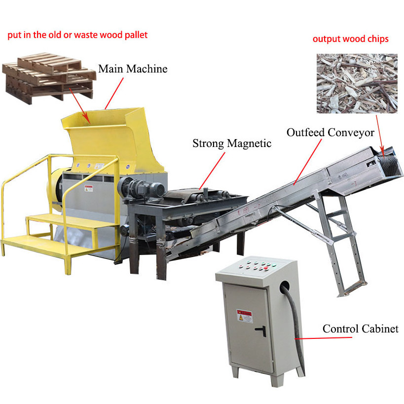 Used wood pallet crusher shredder, pallet chipper shredder for sale