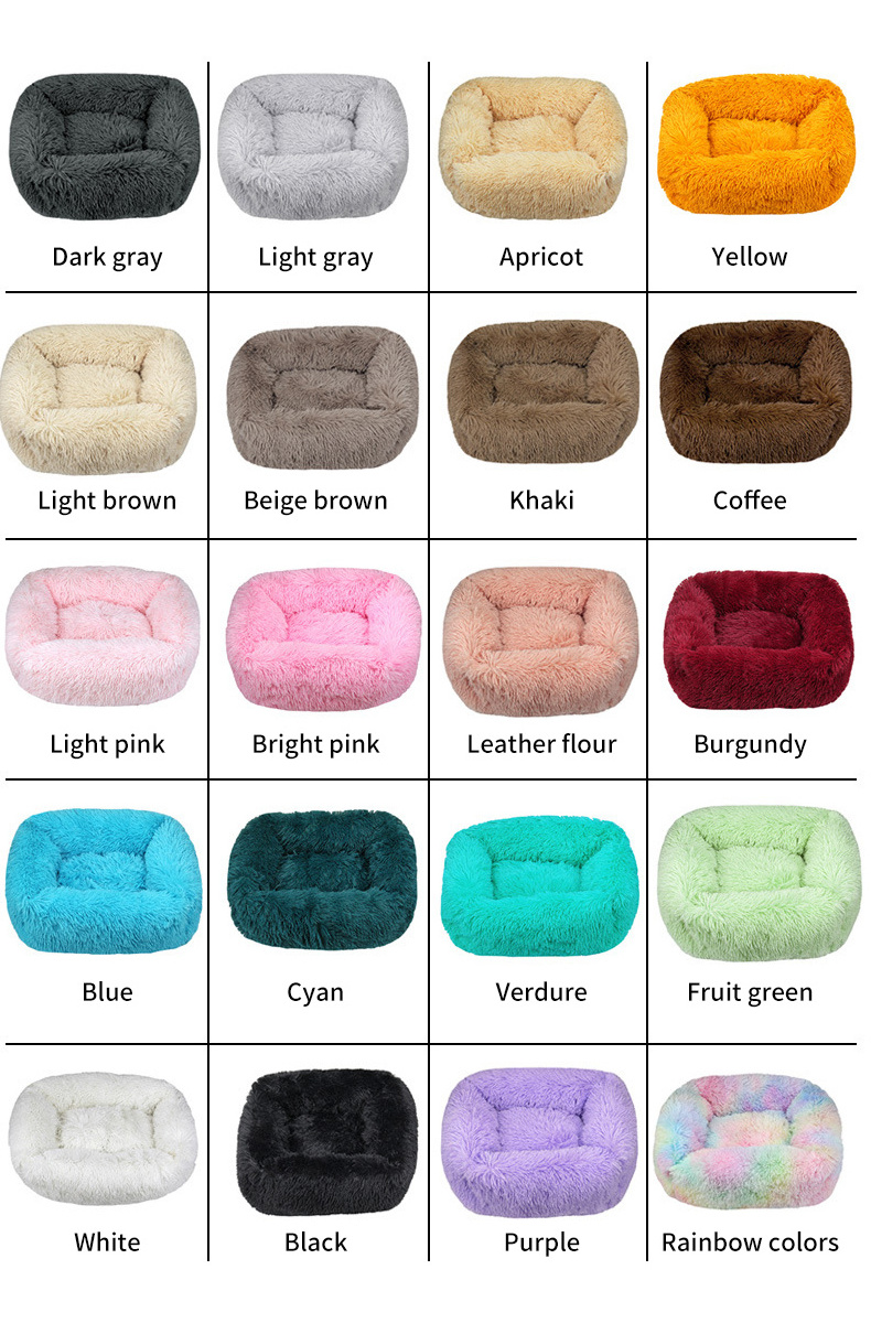 Wholesale Custom Small Square Pet Bed Warm Soft Memory Foam Animal Printed Pattern Removable Cover Dogs Cats Fall Winter Use