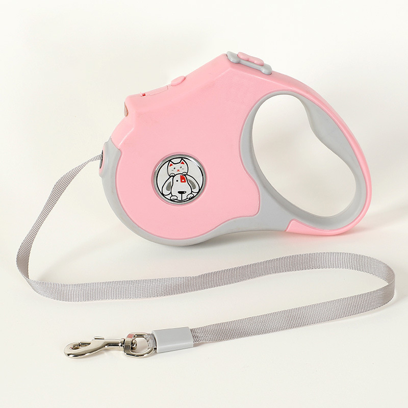 Custom Logo Retractable Dog Leash Bright Flash Light Flexible Nylon Walking Belt Metal PU Accessories Customizable Led Pet Lead