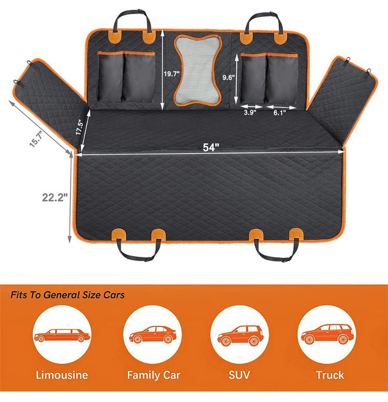 luxury portable Waterproof Foldable & Washable Dog Car Seat carrier Cover Non-Slip Pet Backseat Hammock for Cars Trucks & Beds