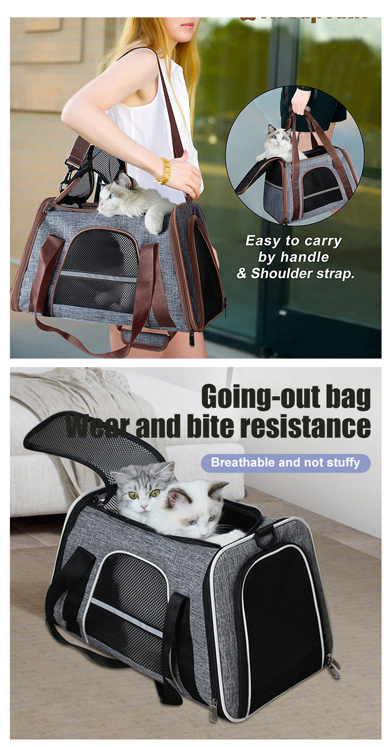 Canvas Cat Dog Carrier Eco-Friendly Shoulder Bag Zipper Travel Space Capsule Pet Cage Grey Food Bag Pet Supplies Products