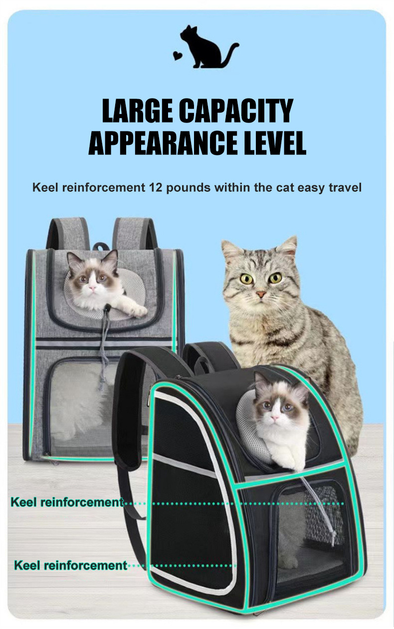 Wholesale Portable Pet Cage Backpack Breathable Sustainable Zipper Closure Foldable Polyester Nylon Oxford Material Pet Carriers