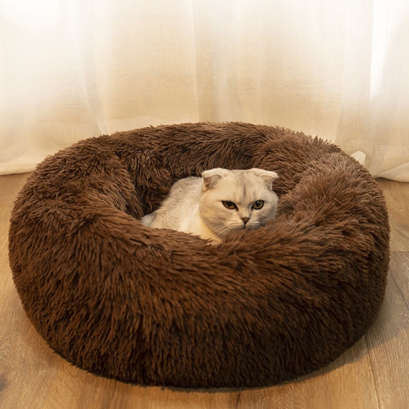 Small Luxury 40cm Cat Dog Pet Bed Memory Foam Cool Pad Fluffy Hooded Cave with Donut Sofa & Lounger Gel Elevated Accessories