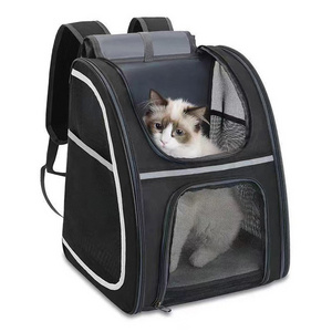 Wholesale Portable Pet Cage Backpack Breathable Sustainable Zipper Closure Foldable Polyester Nylon Oxford Material Pet Carriers