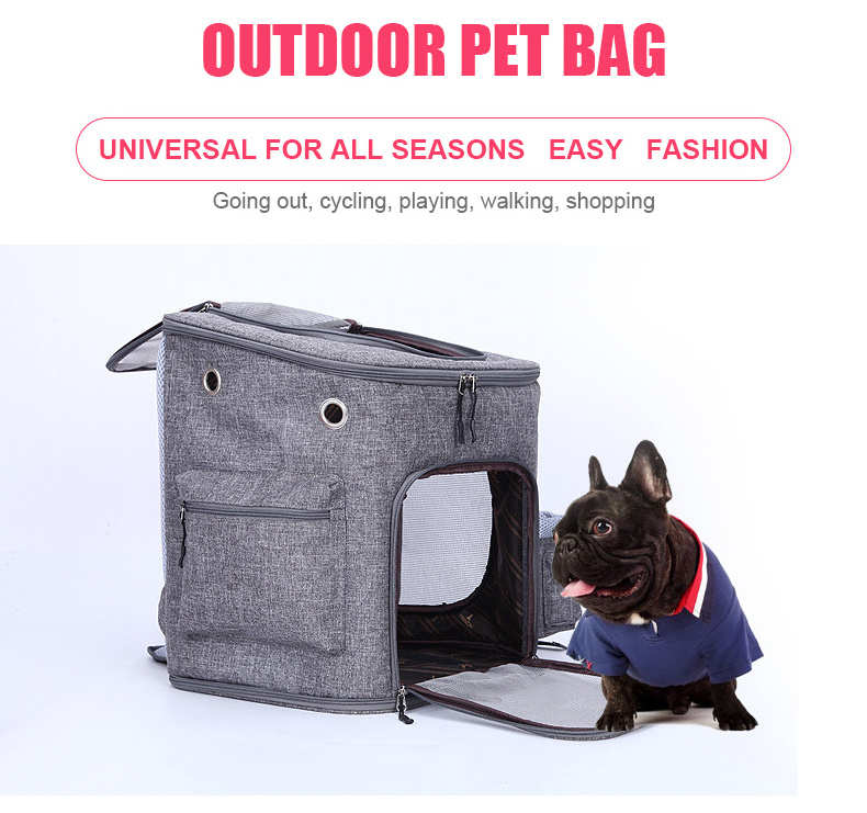 Sustainable Fashion Portable Cat and Dog Travel Carrier Small Animal Bag Breathable Nylon Leather and Cotton with Zipper Closure