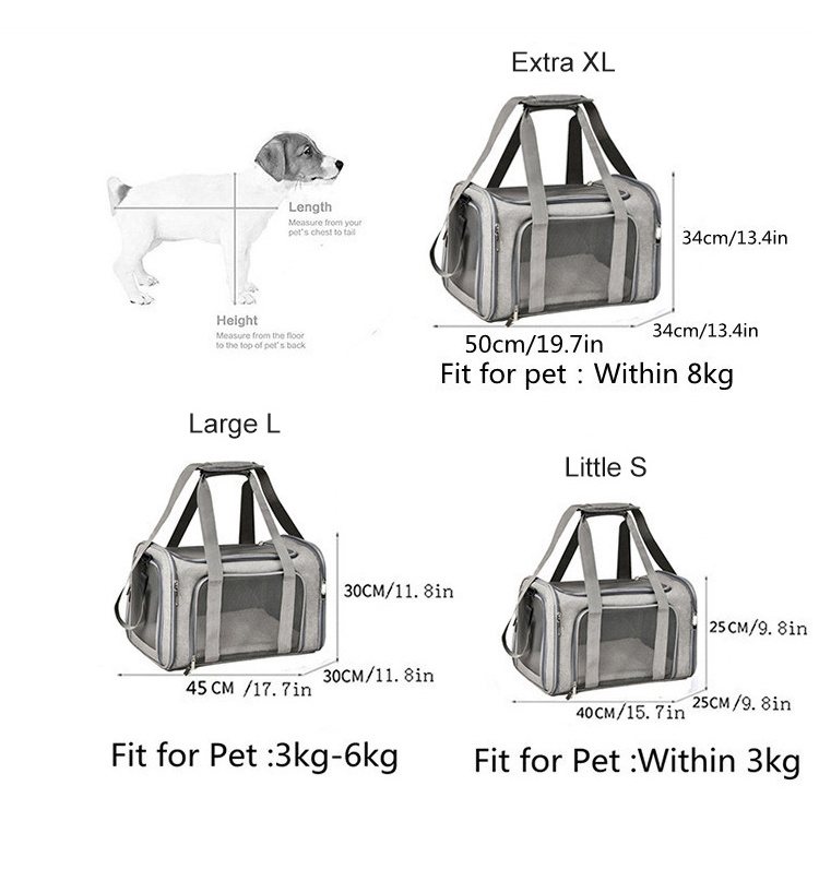 Portable Airline Approved Pet Carrier Bag Soft-Sided Mesh Travel Cage Small Dogs Cats Custom Canvas Nylon Zipper Sustainable